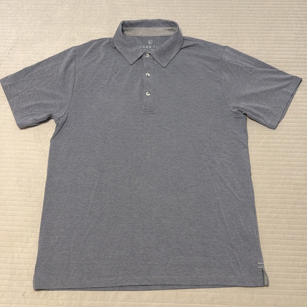 Free Fly Polo Shirt Mens Large Blue Bamboo Performance Short Sleeve
